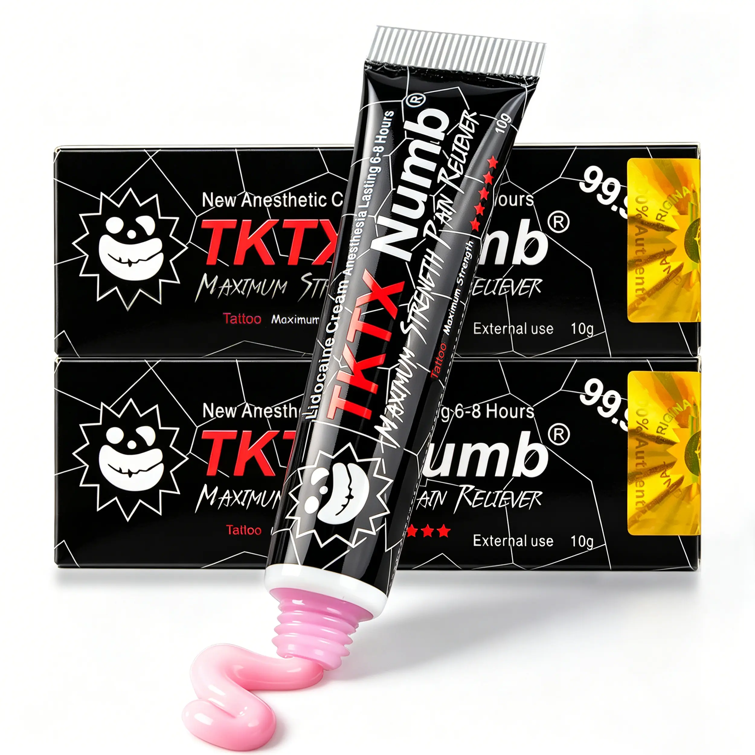 2 Pack TKTX Tattoo External Cream I Black 99.9% Limited Edition Very Strong I For Tattoos I Laser Removal | Waxing I EyebrowThreading I Tattoo Numbing Cream 10g