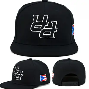 Aesthetic Puerto Rico PR Upside Down 3D Puff Embroidered Snapback Trucker Hat Baseball Cap Unisex Fit All Season  for Men Women Black White Black