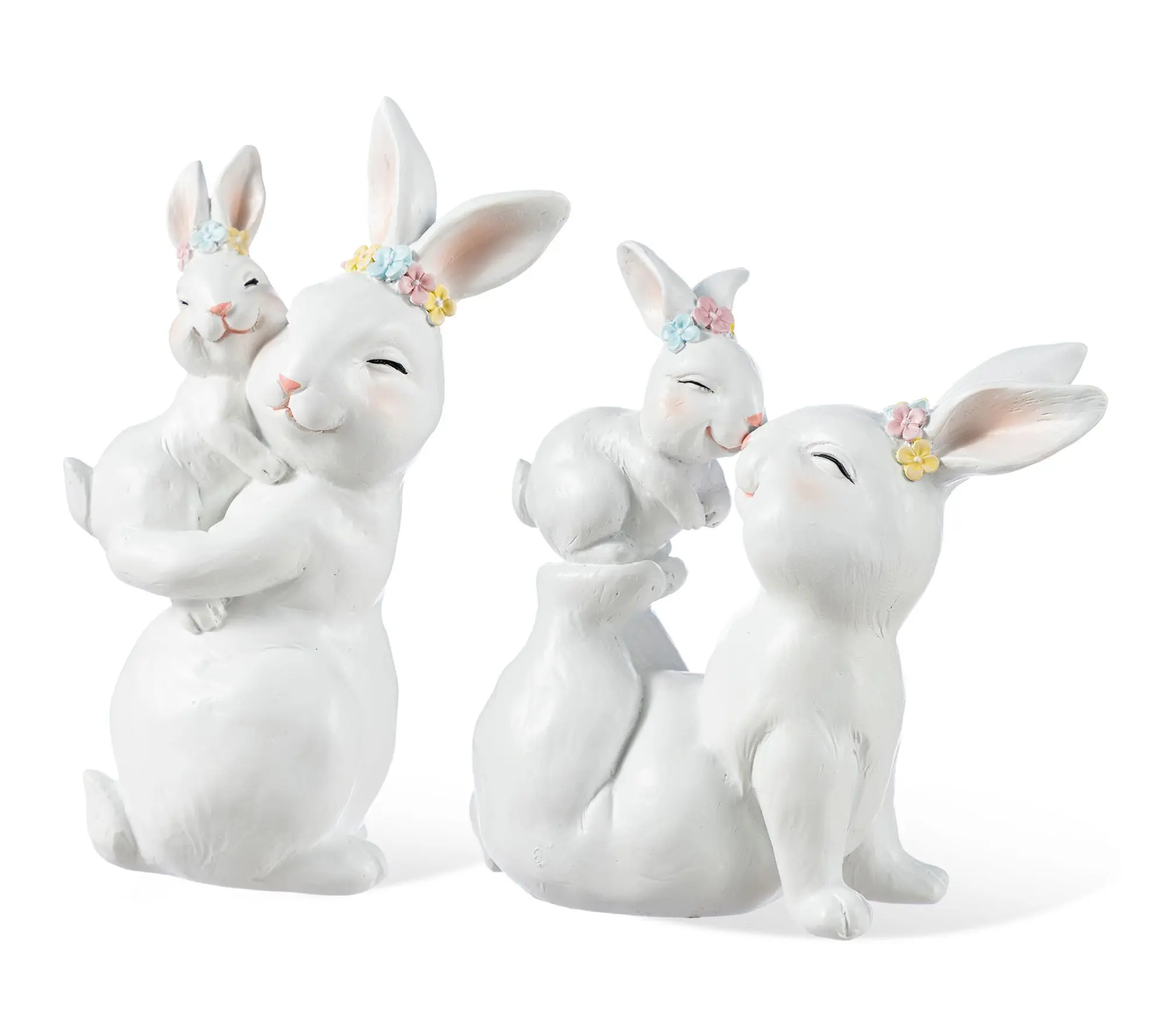 Glitzhome S/2 Easter Resin Bunny Mom and Baby Table Decor