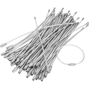 50 count  Wire  ,Nylon Coated Stainless Steel Key Chain,Luggage Tag Loops,2mm Twist Barrel,5.9 Inches Length