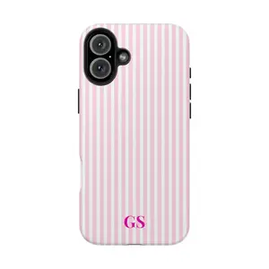 Personalized Pink Phone Case Custom Monogram iPhone Case Aesthetic Pink Striped Phone Case Summer Coastal Phone Case Preppy Phonecase Beachy gift for her men's cool gadgets iphone 17 pro max cases girls