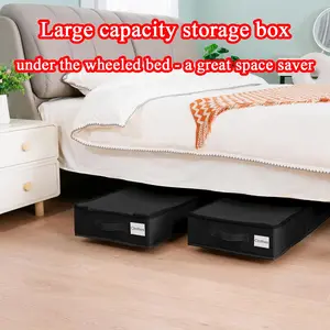 Large Capacity Portable Foldable Storage Box with Wheels, Durable Under Bed Organizer, Bedroom Storage Organizer, Ideal for Clothes, Blankets, Toys