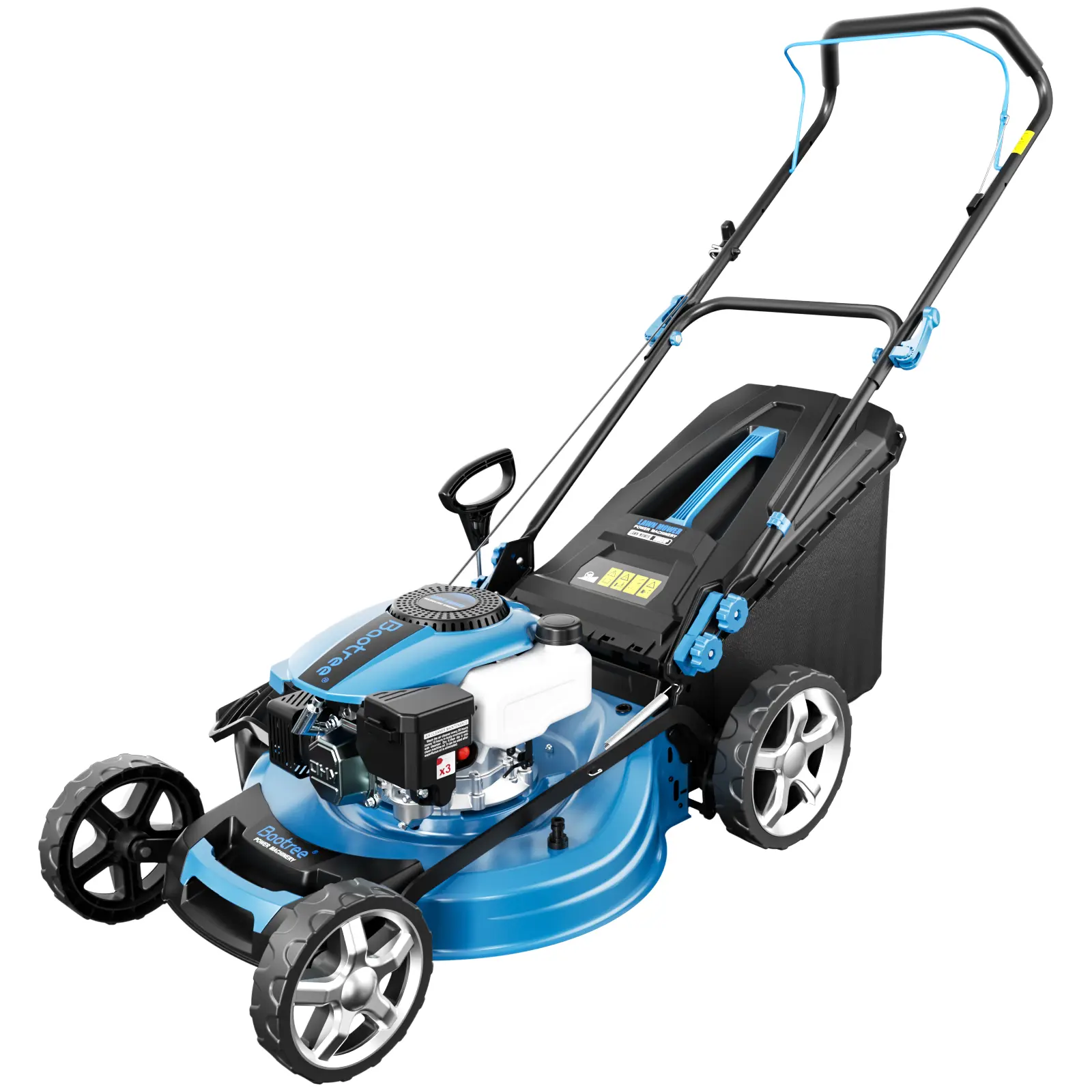 21-Inch Gas Lawn Mower, Self-Propelled & Push, 201cc 4-Cycle Engine, 3-in-1 Lawn Mower with 7-Position Adjustable Cutting Height