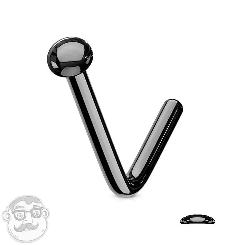 Black PVD Dome Top L Bend Nose Ring