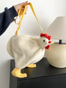 Cute Plush Animal Chicken Crossbody Bag, Casual Handbag, Adjustable Shoulder Strap, Perfect Christmas Gift, Daily Use, Fashionable Crossbody Bag