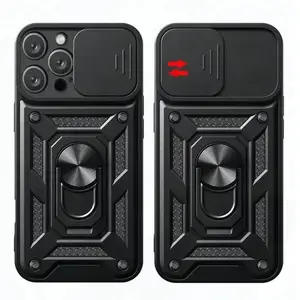 Military Grade Slide Camera Lens Protection Armor Case With Metal Ring Bumpers Cover for iPhone 17Air 17 16 15 14 13 12 Plus Pro Max