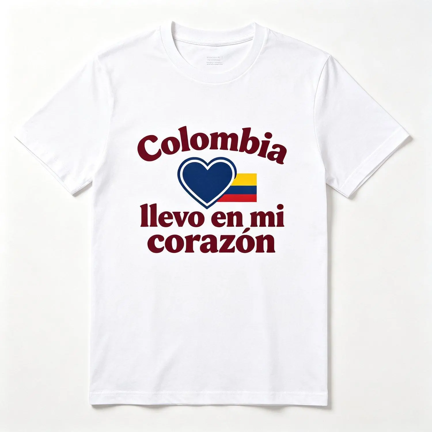 Colombia In My Heart White Graphic Tee Latino Pride Short Sleeve Shirt Camiseta Blanca Llevo Colombia En Mi Corazón Gift For Colombians Casual Stylish T Shirt Apparel