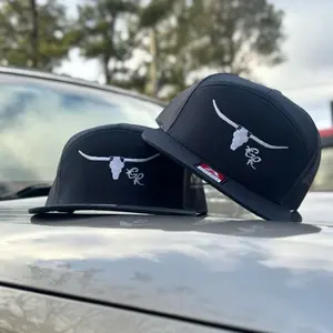 Richardson Navy 168 Barbwire Bull Hat with White Bull Design and Adjustable Strap