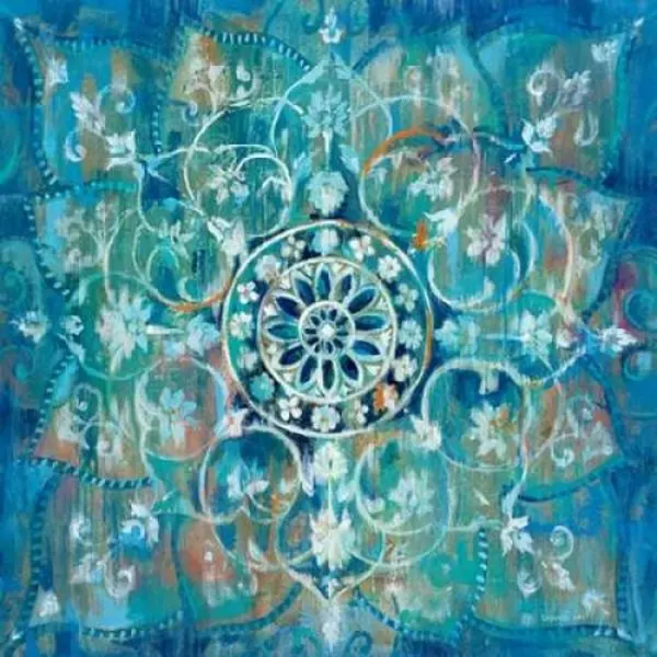Wild Apple Graphics PDX23482SMALL Mandala in Blue I Sq Poster Print by Nai Danhui, 12 x 12 - Small