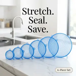 Value 6-Pack!Universal Silicone Stretch Lids| Reusable & Leak-Proof Food Covers| BPA-Free Expandable Bowl Covers for Microwave & Freezer Safe