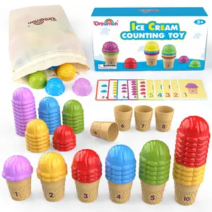 Dreamon Ice Cream Counting Toy for Toddlers - 76 Pieces Early Math & ABC Letter Recognition Manipulatives Learning Toys with Educational Cards for Preschool Kids