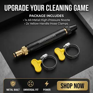 High Pressure Power Washer Nozzle - 18M Range 3 Spray Modes All Metal Garden Hose Nozzle for Car Wash, Yard Cleaning & Gardening