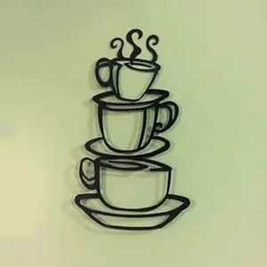 Coffee Cup Silhouette Metal Wall Art, Coffee Cup Metal Wall Decor, Wall Art Decor for Home Living Room Bedroom Garden Restaurant