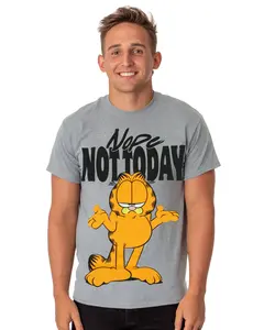 Garfield T-Shirt Men's Nope Not Today Adult Funny Graphic Print Short Sleeve Tee (X-Small)