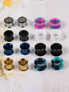 Ear Expander Pack Set (8 Pairs), Stainless Steel Silicone Acrylic Ear Stretcher, Ear Plugs Tunnel, Fashionable Body Piercing Jewelry for Women & Men for Daily Decoration Earplugs