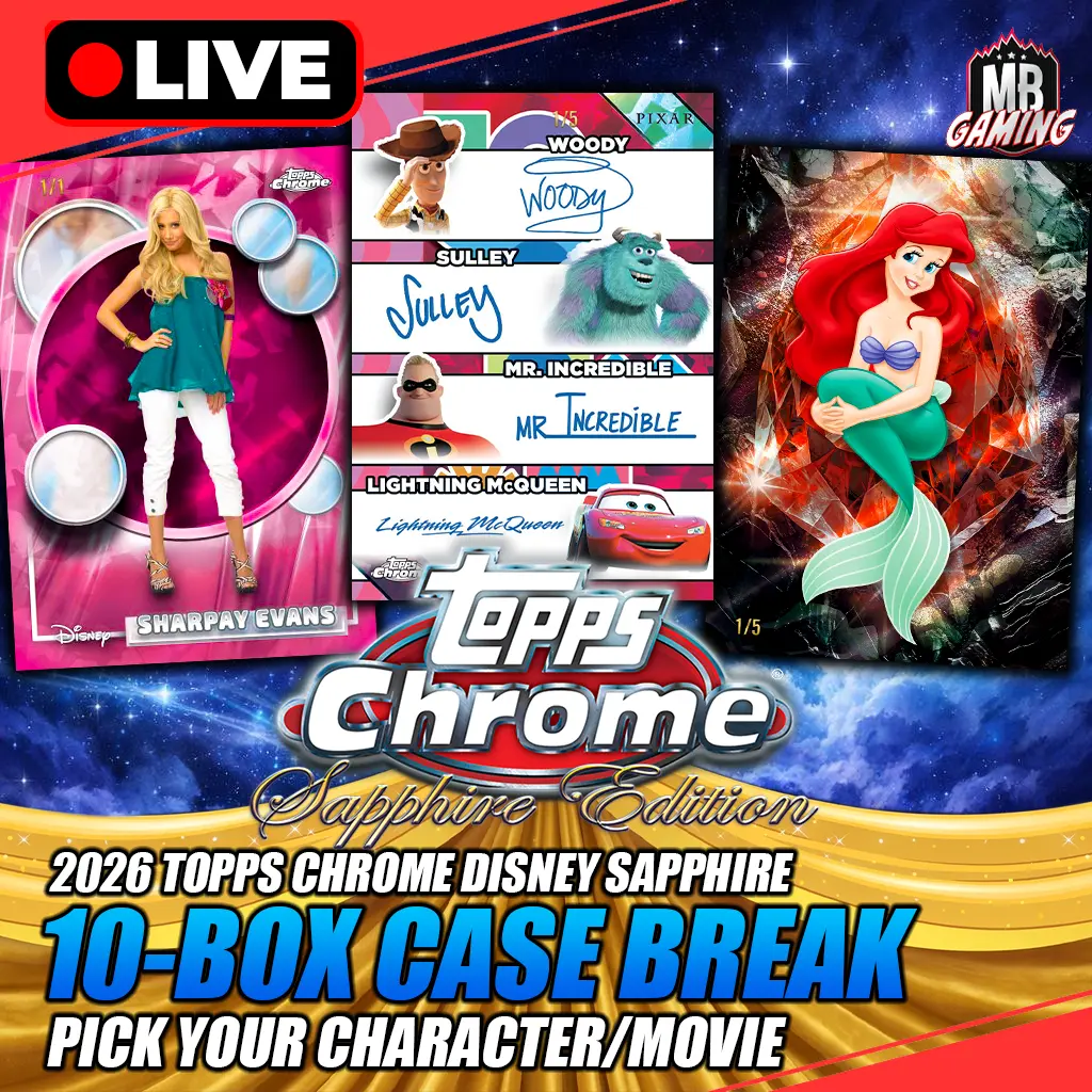 2026 Topps Chrome Disney Sapphire Edition: Pick Your Character/Movie - 10-Box Case Break