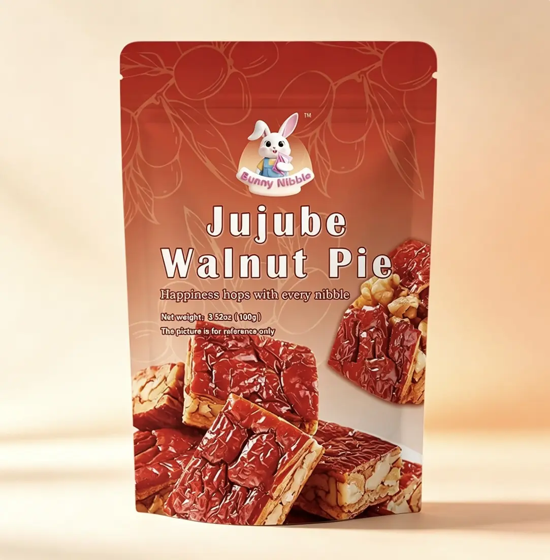 1packBunny Nibble Jujube Walnut Pie, Layered Red Date & Walnut Fruit Nut Snack Bar, No Artificial Additives, Portable Healthy Energy Snack for Adults Kids, Product of China Protein Natural