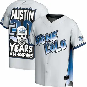 Youth ProSphere Gray “Stone Cold” Steve Austin 30th Anniversary Baseball Jersey, WWE Tribute Kids Jersey, Youth Fan Apparel & Breathable Sportswear