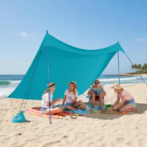 CROWN SHADES 7x7 Beach Tent Sun Shelter, Easy Pop Up Beach Canopy Shade, UPF50+, 2 Poles Adjustable, Turquoise