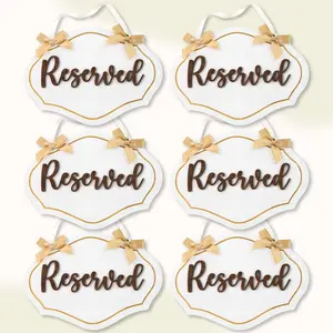 Reserved Seating Signs For Chairs - 6 Pcs Row Reserved Signs For Wedding Chairs, Wood Church Reserved Chair Signs For Wedding Ceremony Decoration