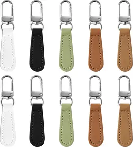 10Pcs Zipper Pull Replacement Leather Decorative Handle Detachable Zipper Repair Tab Hook Style for Luggage Backpacks Suitcases Jackets Purses Multicolor CYUXING