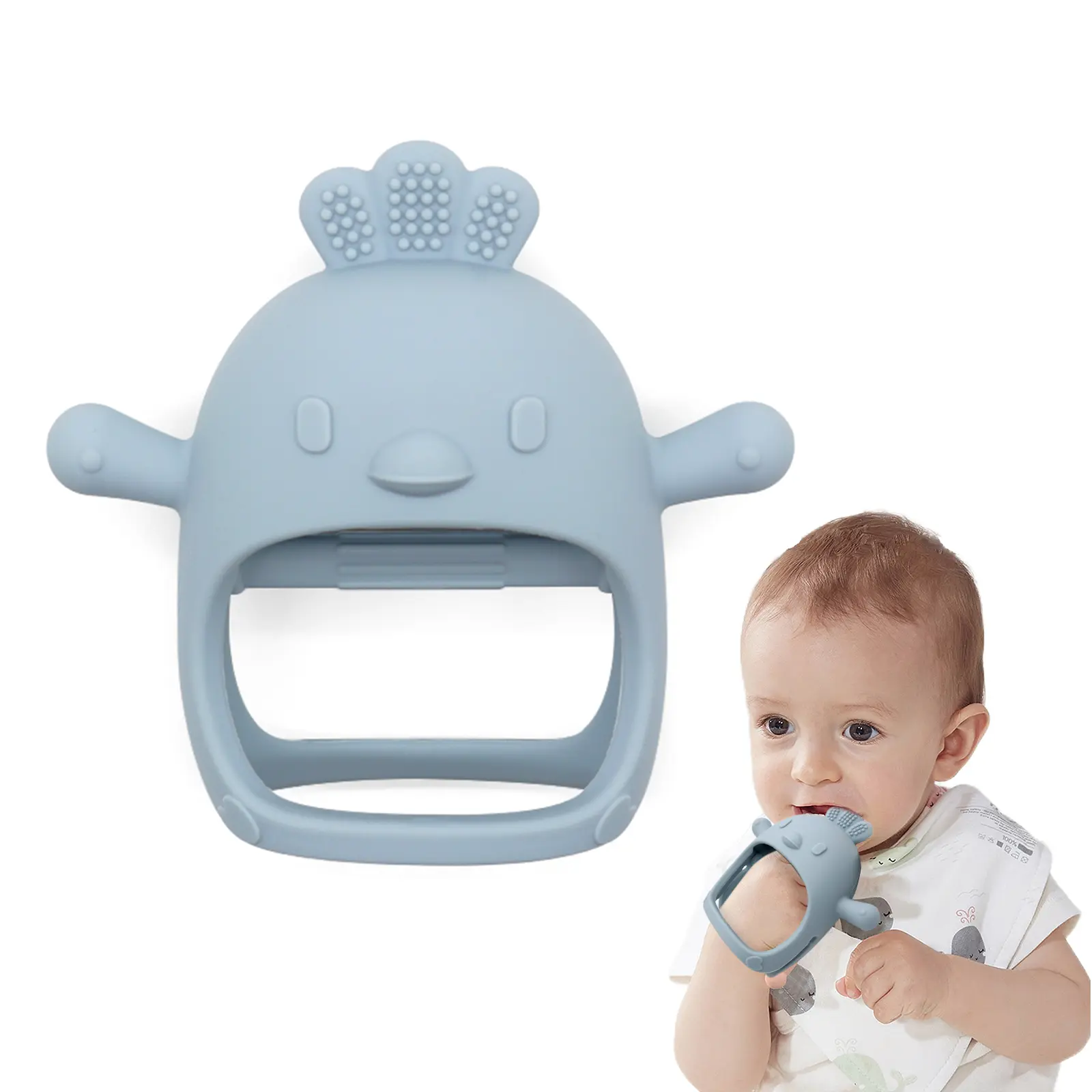2026 Hot Selling 100% Food Grade Silicone Chicken Teething Teether Baby Silicone Teether
