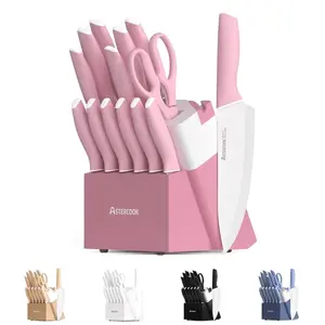 14-Piece Kitchen Knife Set with Anti-Rust Coating, Stainless Steel Blades, Built-in Sharpener, Dishwasher Safe