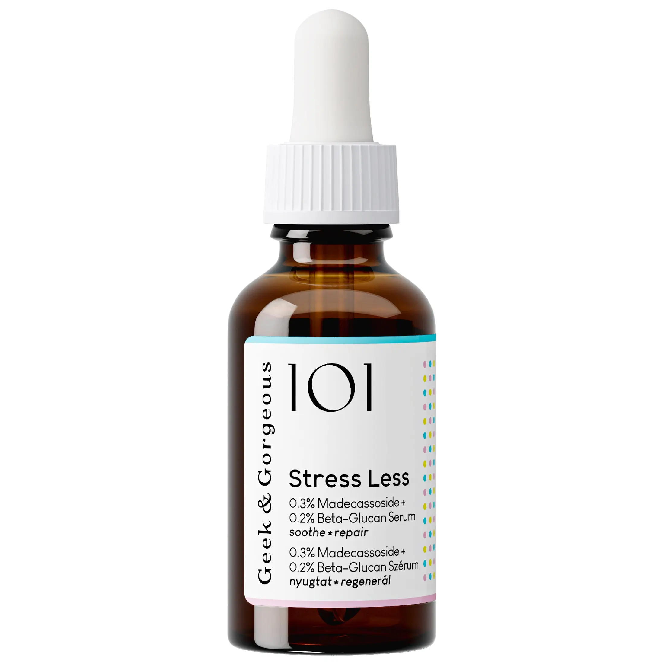GEEK & GORGEOUS Stress Less Silky Gel Serum for Barrier Repair & Soothing, with Madecassoside & Oat Beta-Glucan | Vegan & Gluten-Free Face Serum for Sensitive Skin, 30ml