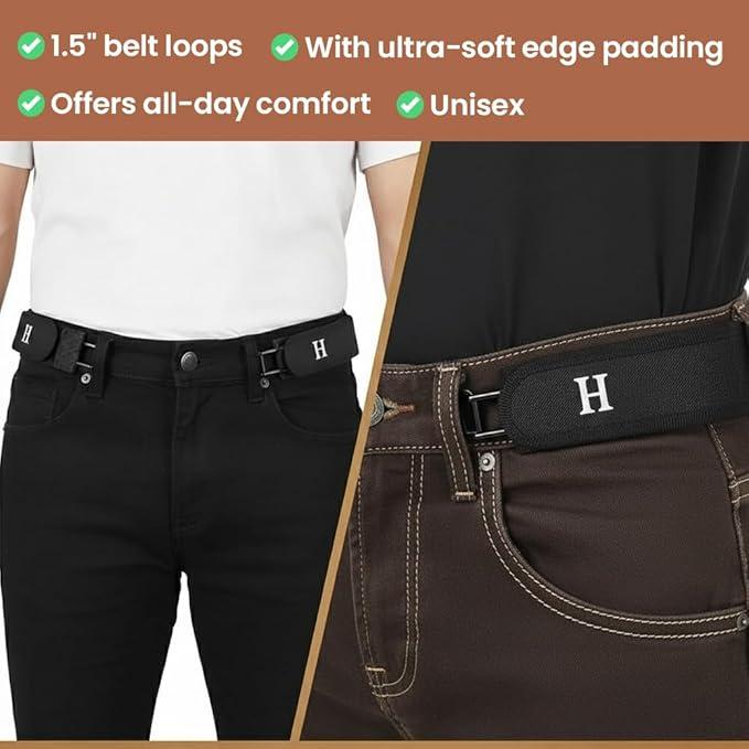 No Buckle Elastic Stretch Belt for Men & Women, Adjustable Buckleless Belt Hook, Invisible Unisex Belt for Jeans, Pants