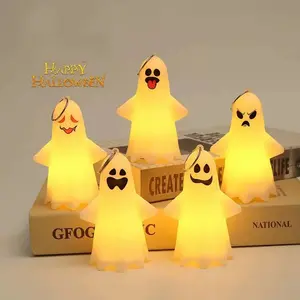 5pcs Halloween Glowing Ghost Light Decorations, Creative Ghost Hanging Ornaments, Party Scene Setup Funny Decor Items