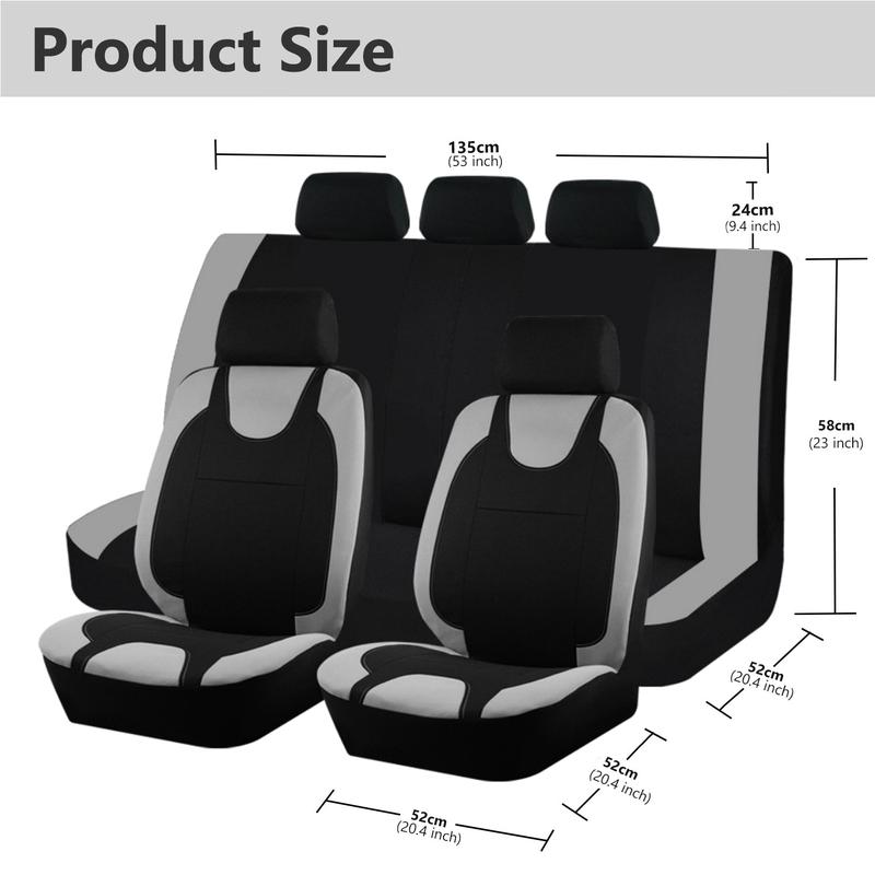 For Honda Accord/Civic/CR-V Car Seat Covers, Full Set Breathable Polyester Cloth Protectors Split Rear Bench Seat Auto Car Interiors Accessories Fit for Most Cars