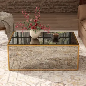 SHYFOY Modern Mirrored Rectangular Coffee Table