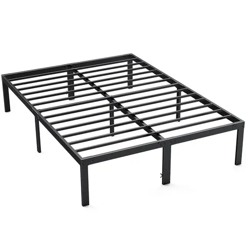 Sweetcrispy Twin Black Thick Metal Platform Bed Frame - 12-in Raised Heavy Duty Foundation with Pipes, Platform Bed Design, Hidden Storage Bin, Easy Assembly, No Box Spring Needed, Furniture for Bedroom, Great for Dorms, Guest Rooms, Hotels