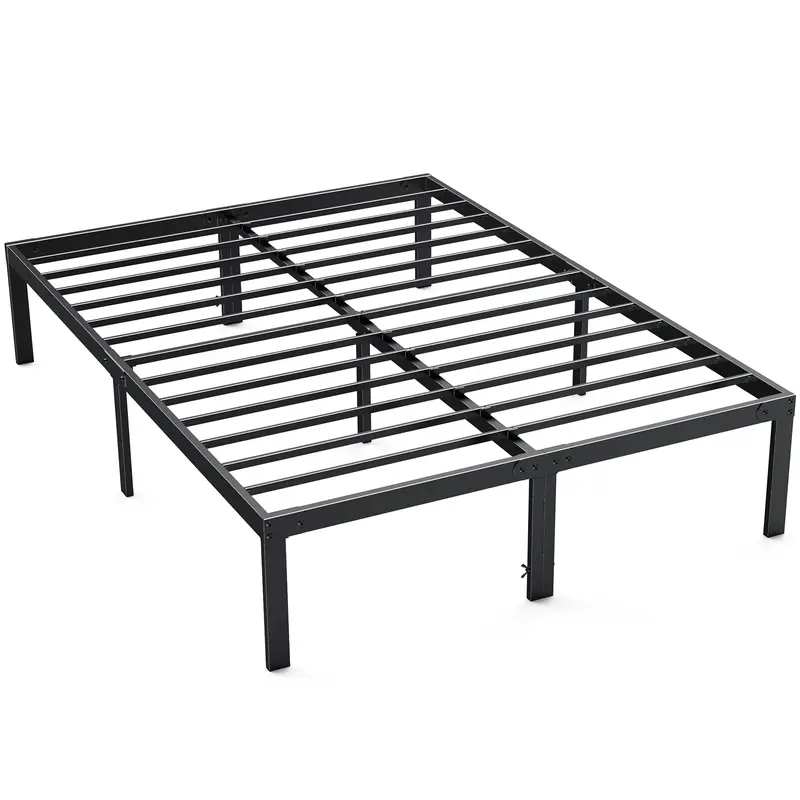 Sweetcrispy Twin Black Thick Metal Platform Bed Frame - 12-in Raised Heavy Duty Foundation with Pipes, Platform Bed Design, Hidden Storage Bin, Easy Assembly, No Box Spring Needed, Furniture for Bedroom, Great for Dorms, Guest Rooms, Hotels