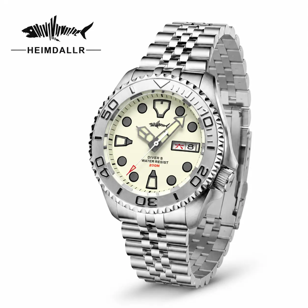 HEIMDALLR H6 Men's Diver with Automatic Caliber, 316L Stainless Steel, Sapphire Crystal Glass, 200M Water Resistance and Luminous Day-Date Calendar, Super Luminescent, Round Dial, Diving, 100M - 200M