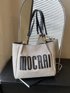 Women's New Large Capacity Letter Decorative Tote Bag, Trendy Commuter Bag, Handheld Shoulder Crossbody, Casual Trendy Bag, Perfect for Daily Outing, Dates, Dinners