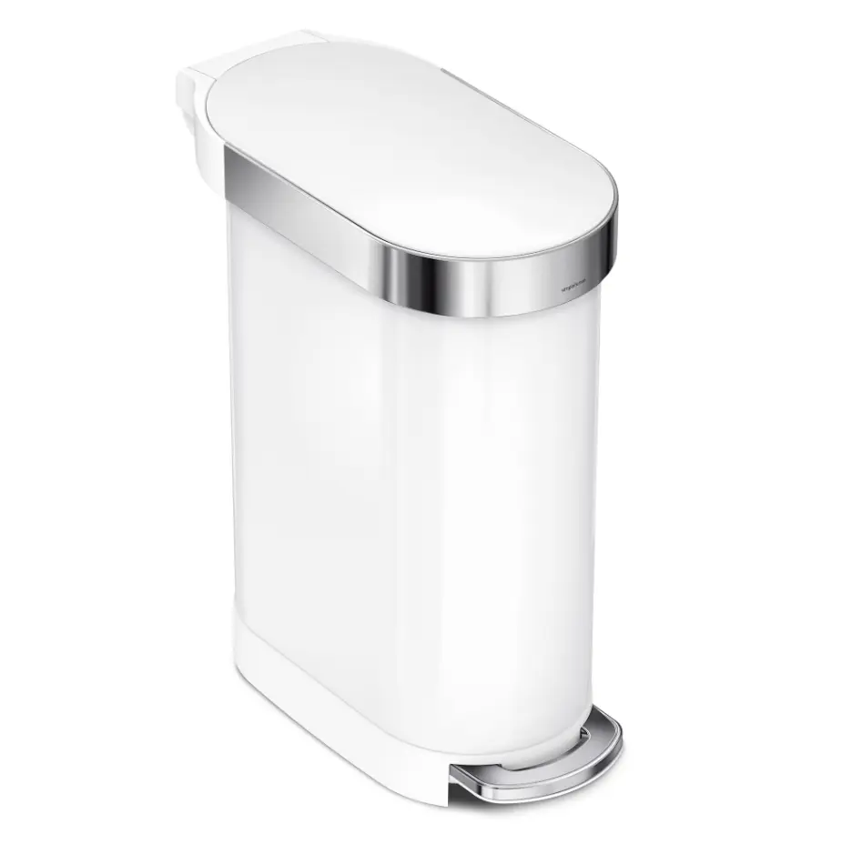 simplehuman 45L Slim Step Trash Can Stainless Steel Hands-Free Liner Rim Kitchen