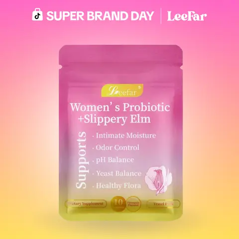 Travel Pack LeeFar Her Juicy Feminine Probiotics Gummies- All in One Solution with Slippery Elm and Prebiotics&Lactobacillus Probiotic Blend for Women's pH Balance and Dryness - Hawaiian Pineapple Gummies 10 Counts
