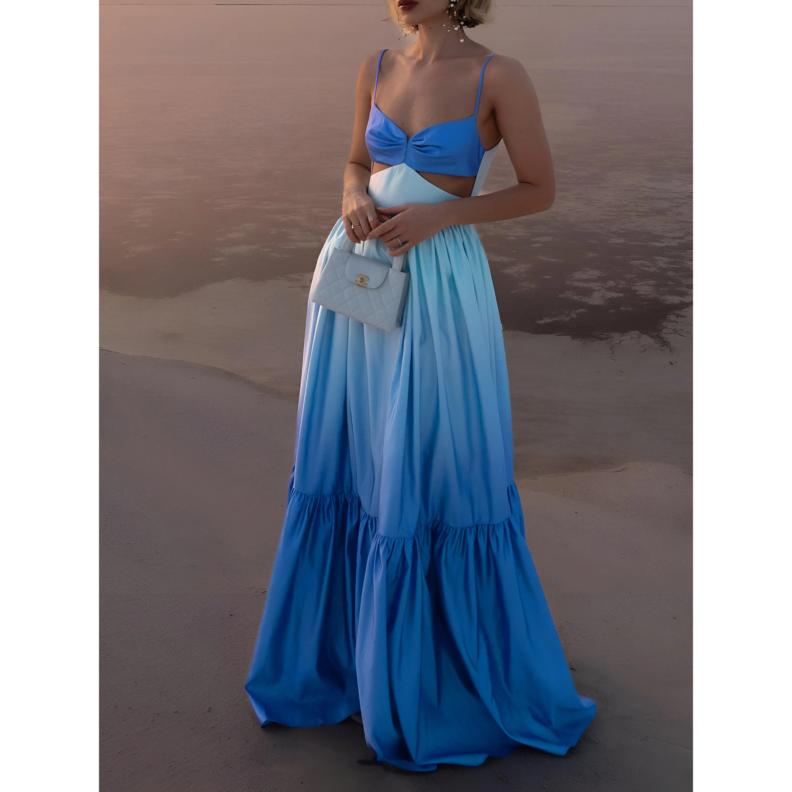 Backless Cutout Cami Long Dress