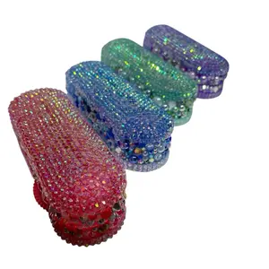 Blinged Pill Splitters Rhinestone - Adjustable Pill Splitter with Safety Guard, Non-Slip Silicone Edge, Cuts Multiple Pills at Once Healthcare Stainless Tablet Multicolor