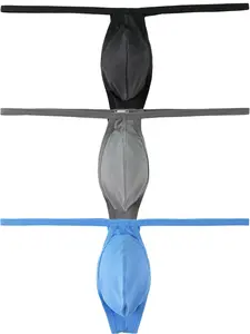 3pcs Men's Ultra-Thin Striped Underwear Set, Transparent Elastic Fashion Briefs, Breathable Comfort Summer Shorts, 3-Pack