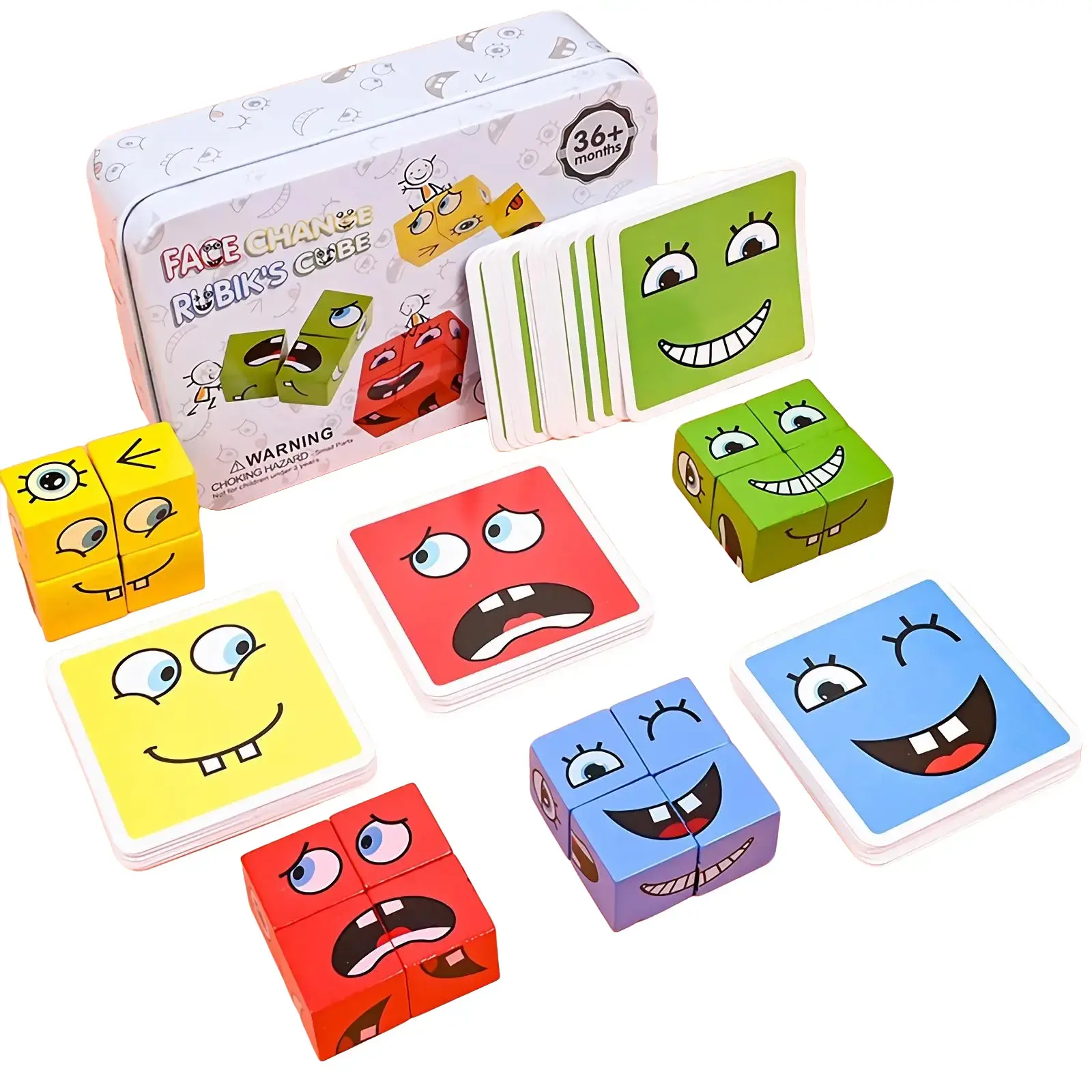 Zhiqu New hot selling face change Magic Cube building blocks children intelligence parent-child board game wooden challenge