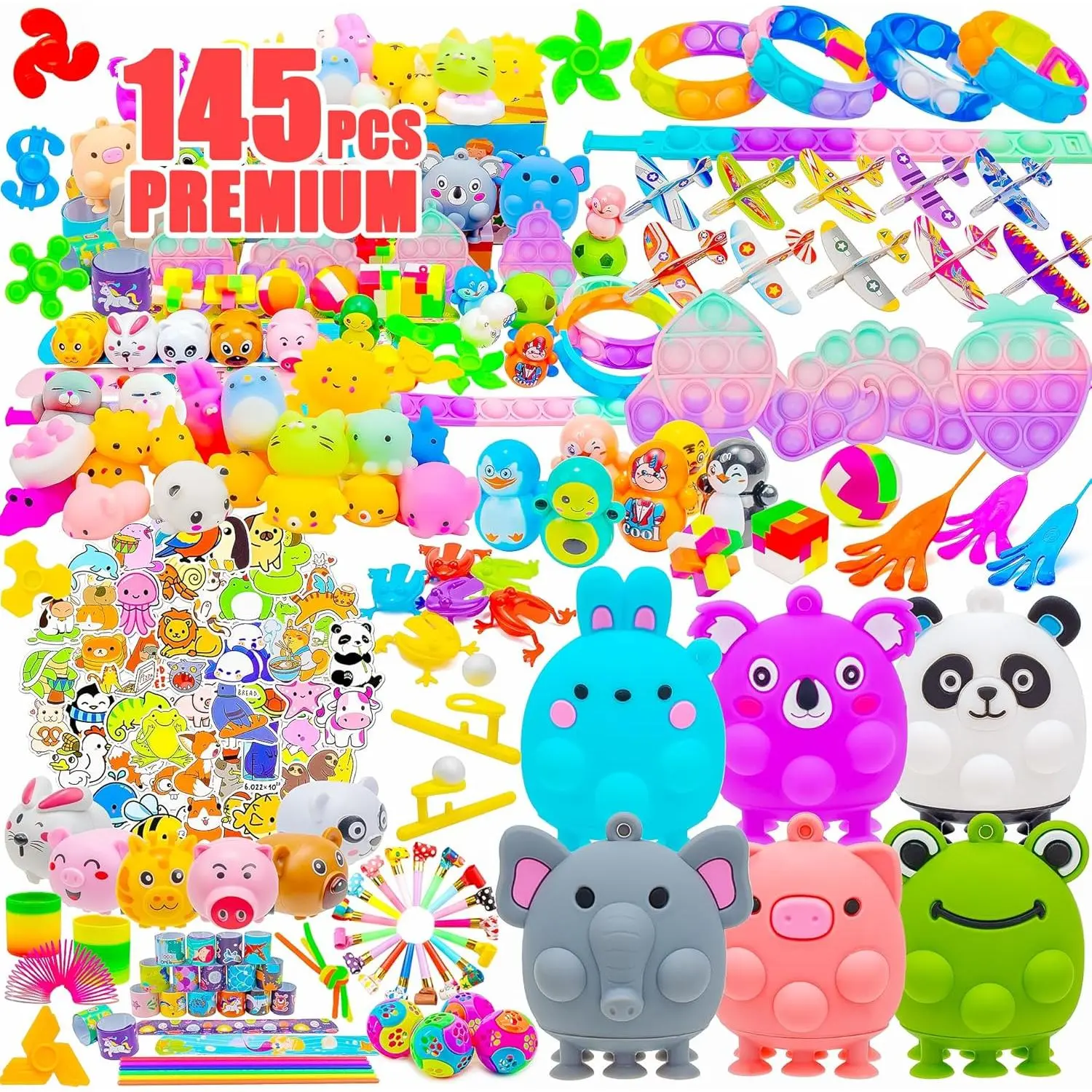 145 count Party Favors Toys for  - Treasure Box for Classroom, Goodie Bags Stuffers, Pinata Fillers, Prize Box, Carnival Prizes, Bulk , Birthday Party Supplies for Ages 4-8-12