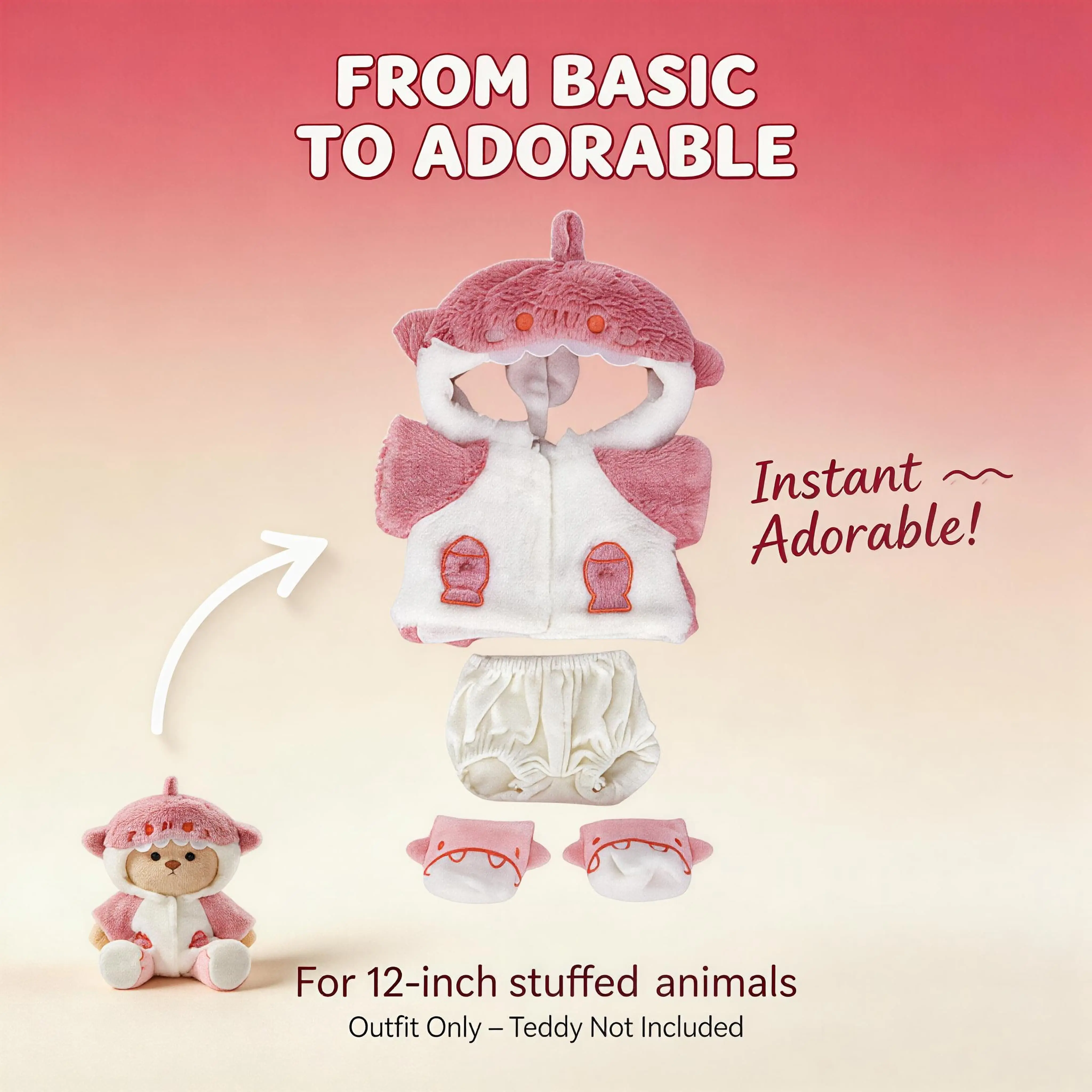 12-inch pink shark three-piece set