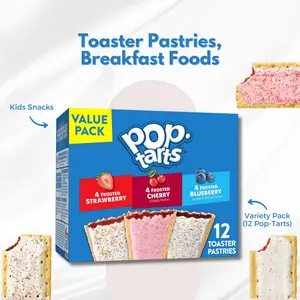 Pop-Tarts Frosted Toaster Pastries Variety Pack 12 Count, Strawberry Cherry Blueberry Flavors, Sweet Filled Breakfast Treats for Kids and Family, Convenient Ready to Heat Morning Snack Option