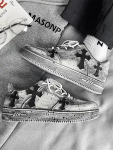 Men's Vintage Cross Sneakers, PU Leather Mid Top Casual Shoes, Soft Comfortable Non-Slip Design, Perfect for Daily Wear