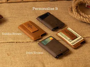 Front Pocket Leather Wallet Men | Slim Pop Up Credit Card Wallet | Personalized Leather Wallet | Minimalist Money Clip Wallet for Men