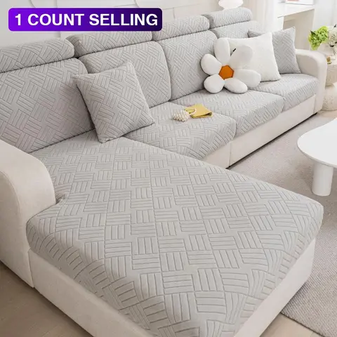 Four Season Sofa Cushion Cover with Elastic Band, 1 Count Furniture Protection Sofa Cover, Sofa Furniture Slipcovers, Slipcovers for Couches and Sofas, Durable Cushions, Soft Sofa Protector, Couch Protector, Elastic Washable Sofa Slipcover