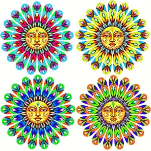Sun Face Metal Wall Decor, Sunflower Sun Face Wall Art for Kitchen, Yard, Garden, Bathroom, Living Room, Boho Summer Style Indoor Outdoor Hanging Decoration
