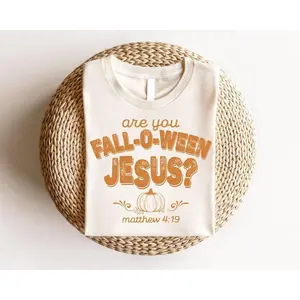 Retro Fall Religious , Are You Fall-O-Ween Jesus, Womens Christian Shirt, Follow Jesus Shirt, Bible Matthew Shirt, Cute Thankful Shirt, Bible Verse Sweater, Cotton Round Neck Tee, Full Sizes, Full Colors, Womenswear